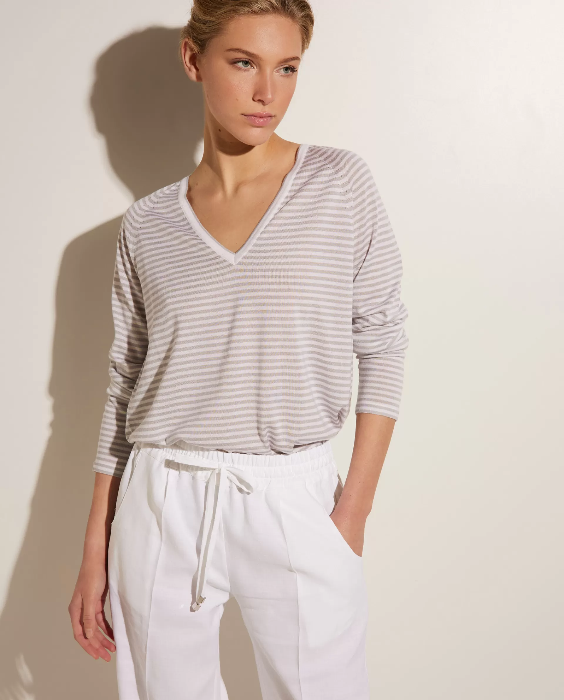 Clearance Cashmere Mix V-Hals Top Vrouwen Tops