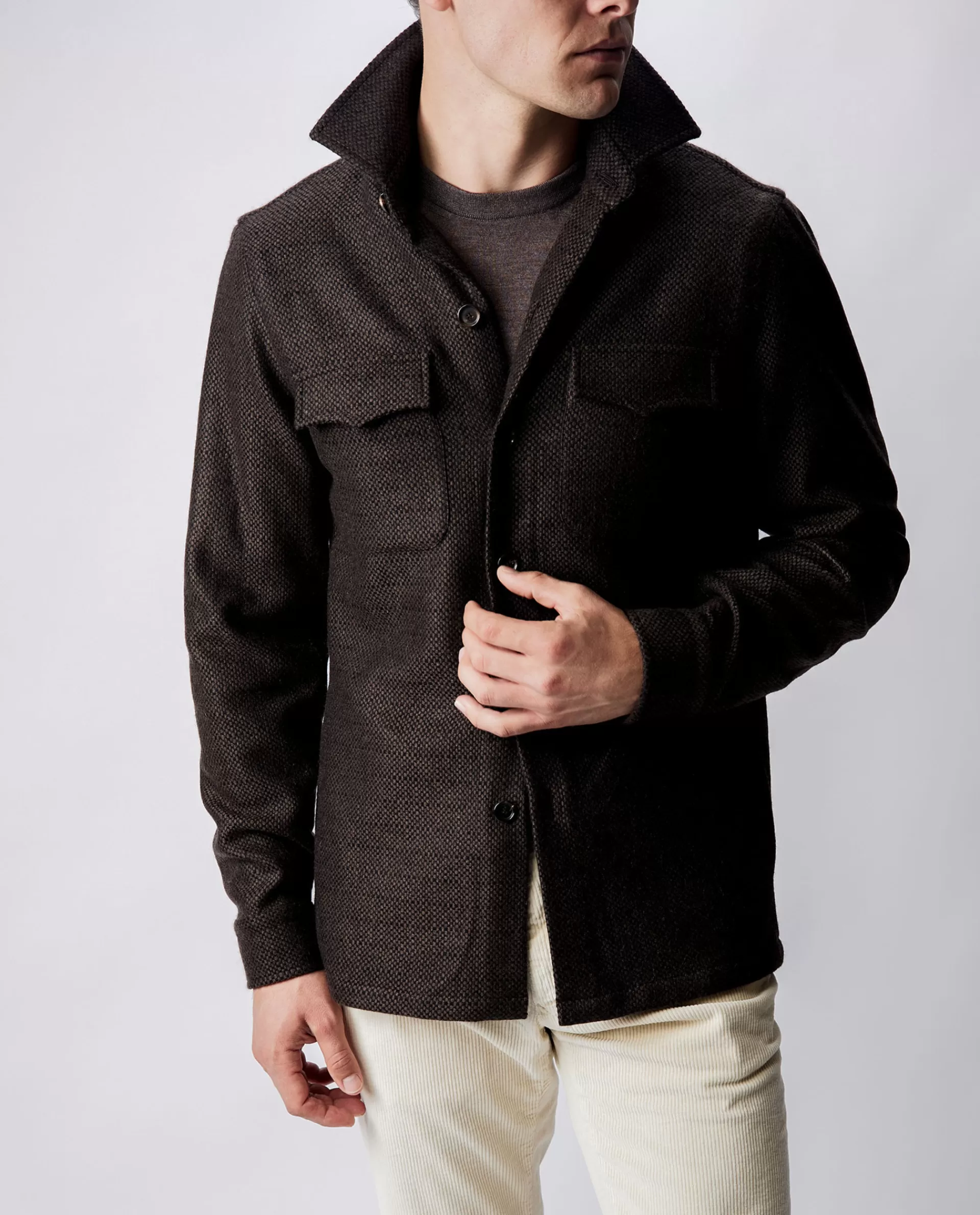 New Cashmere Shirtjacket Mannen Jasjes