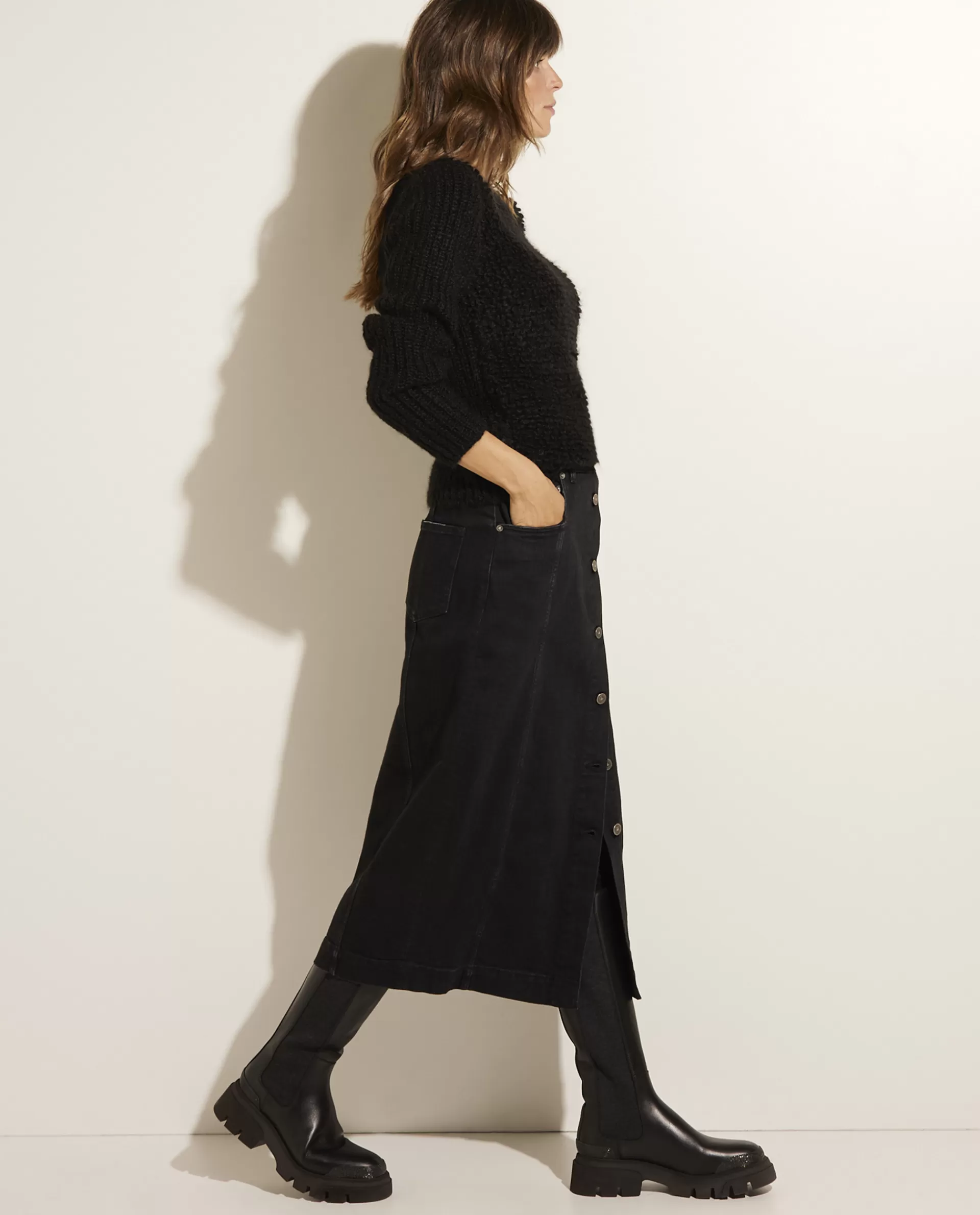 Discount Denim Midi Doorknooprok Vrouwen Rokken