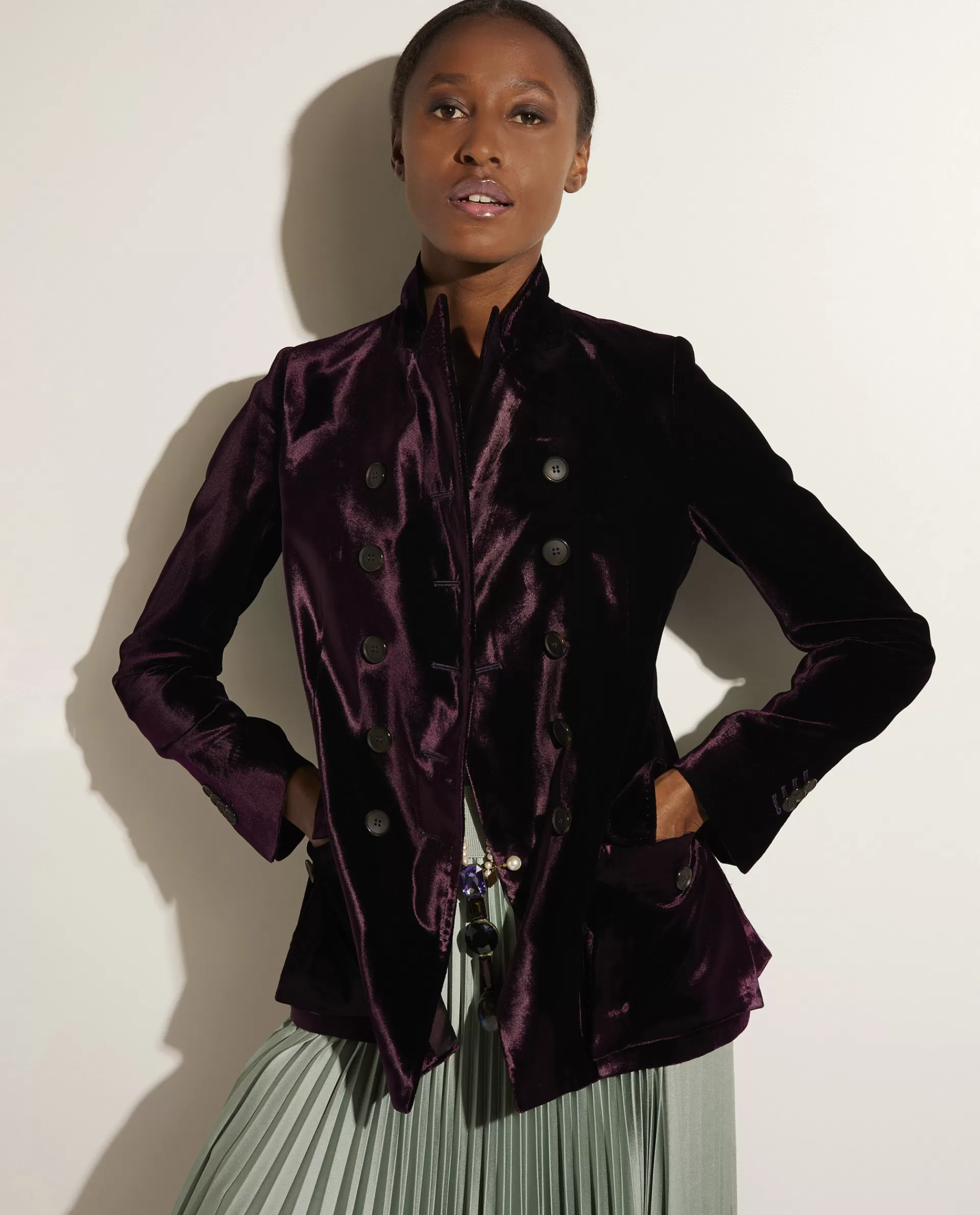 Store Double Breasted Fluwelen Blazer Vrouwen Blazers