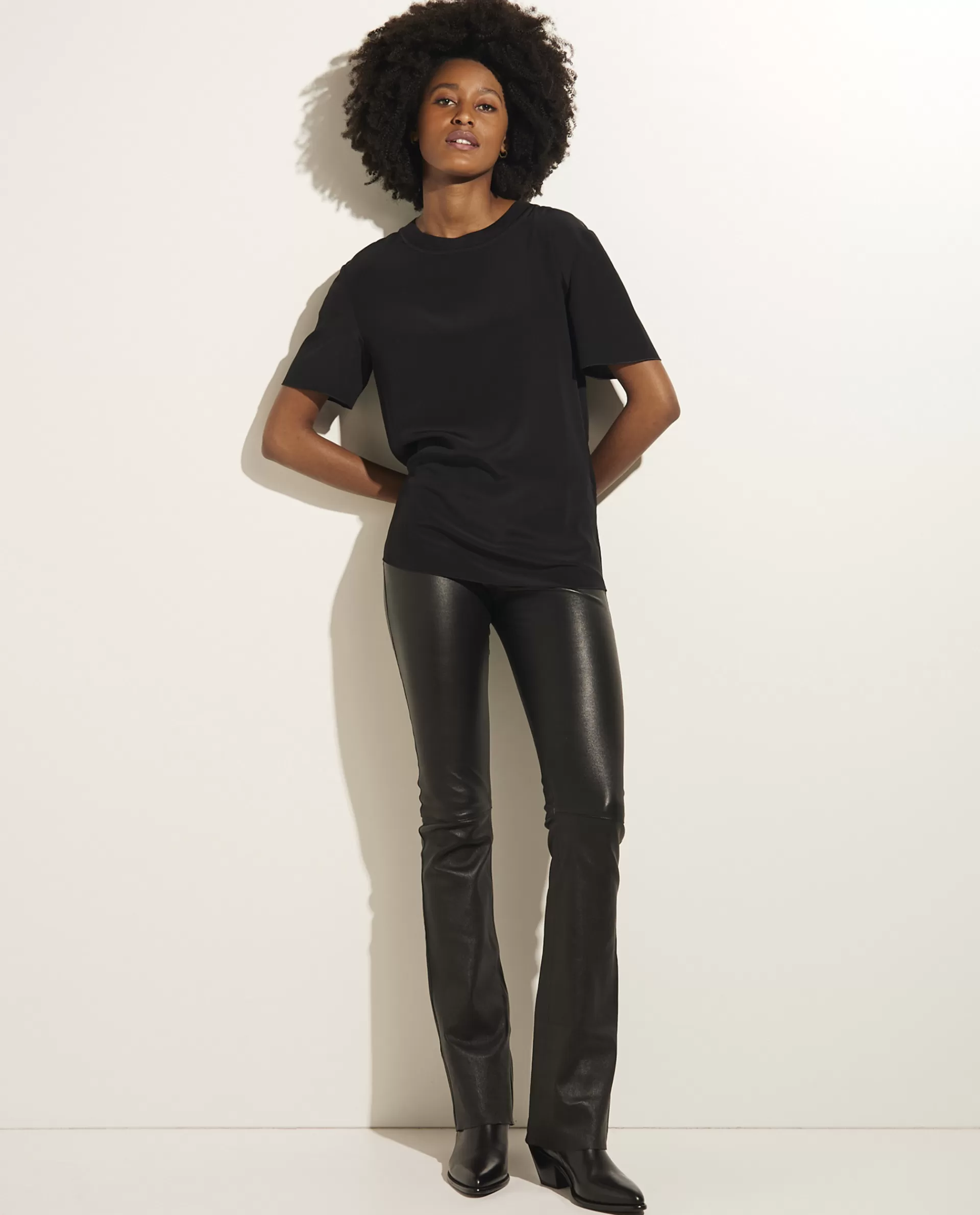 Best Sale Flared Broek In Stretch Leer Vrouwen Broeken