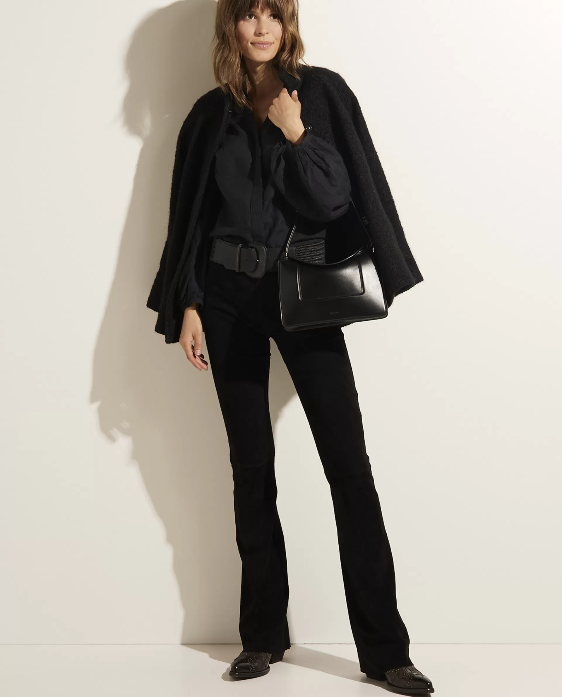 Hot Flared Broek In Stretch Suede Vrouwen Broeken