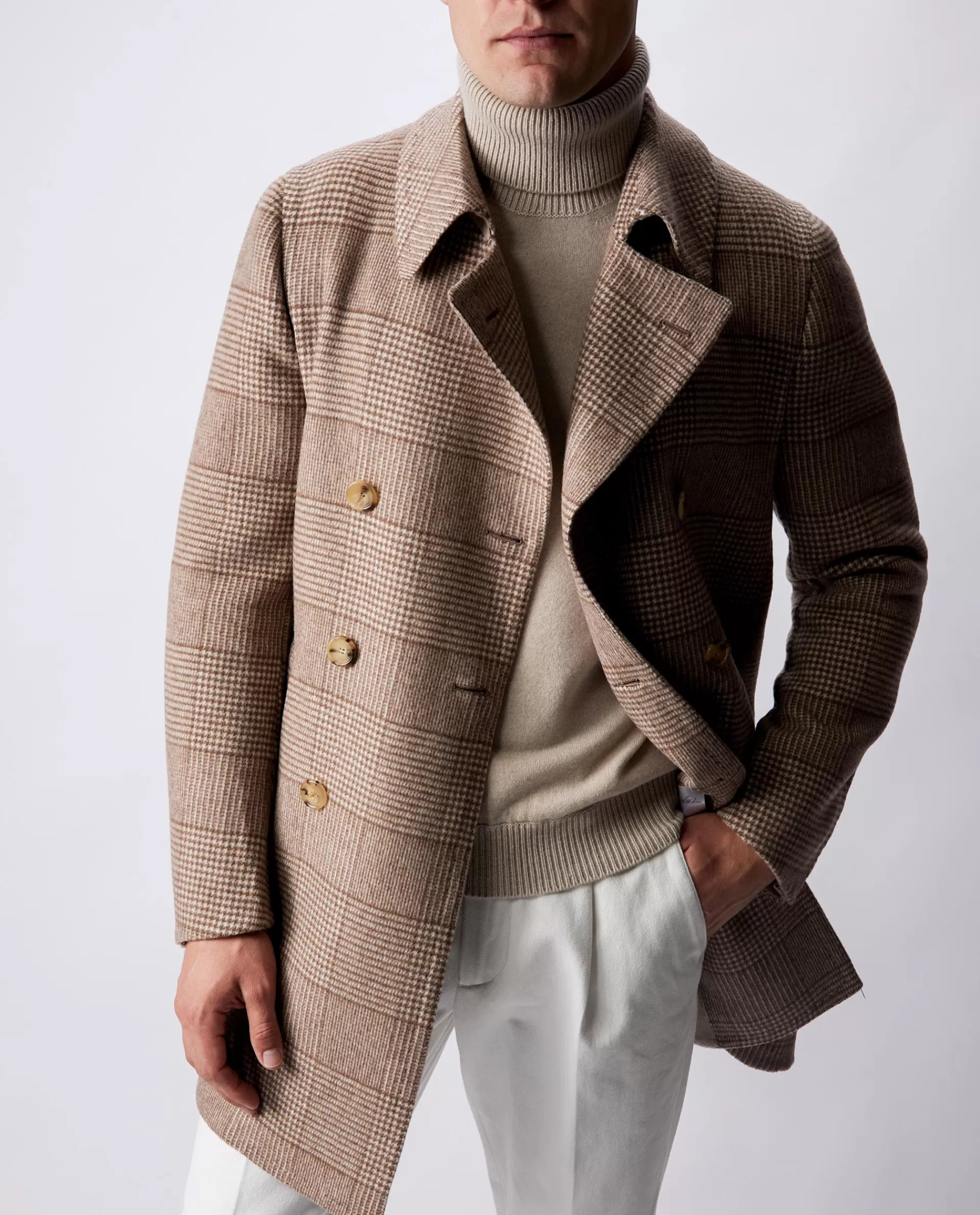 Flash Sale Geruite Cashmere Jas Mannen Jassen