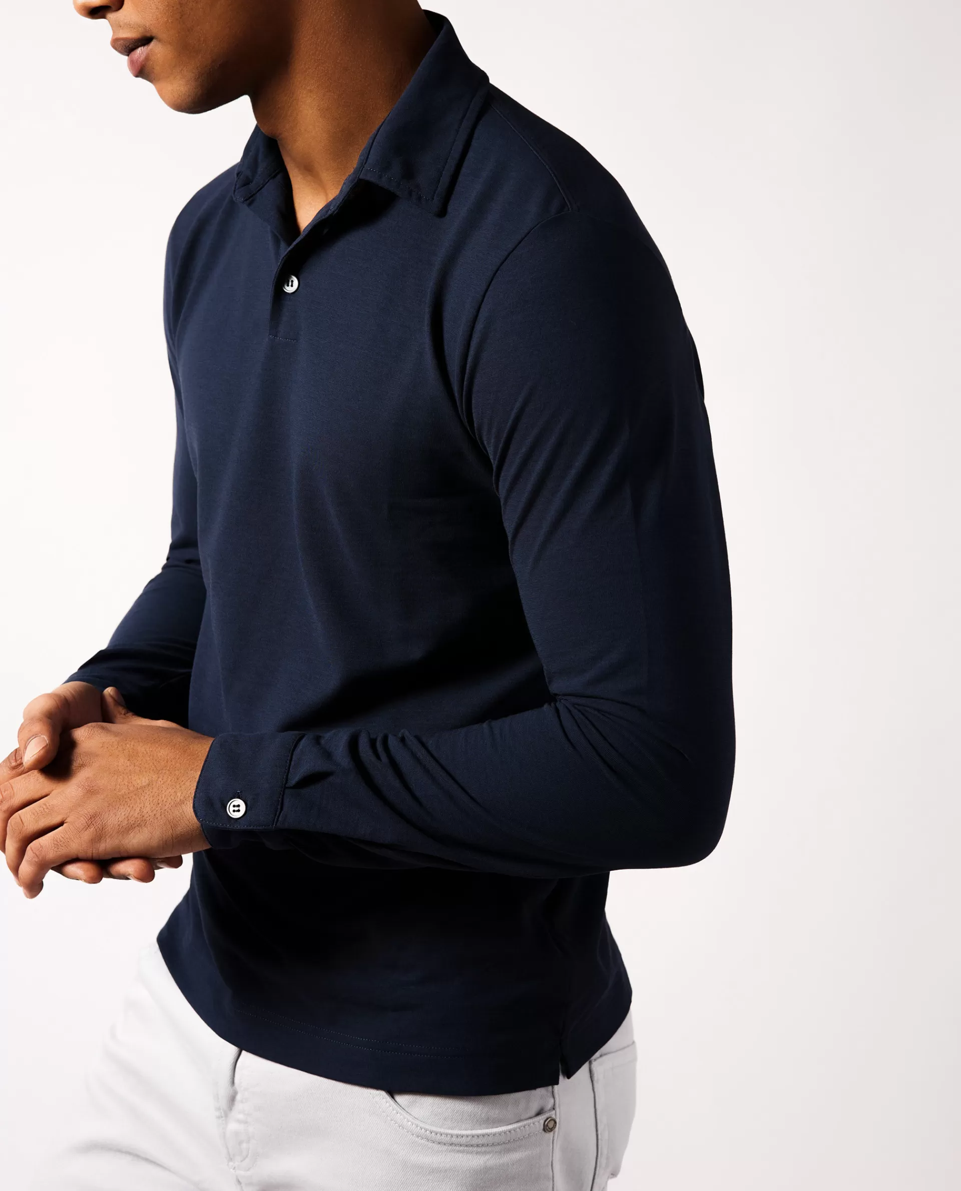 New Ice Cotton Lange Mouw Polo Mannen Polo