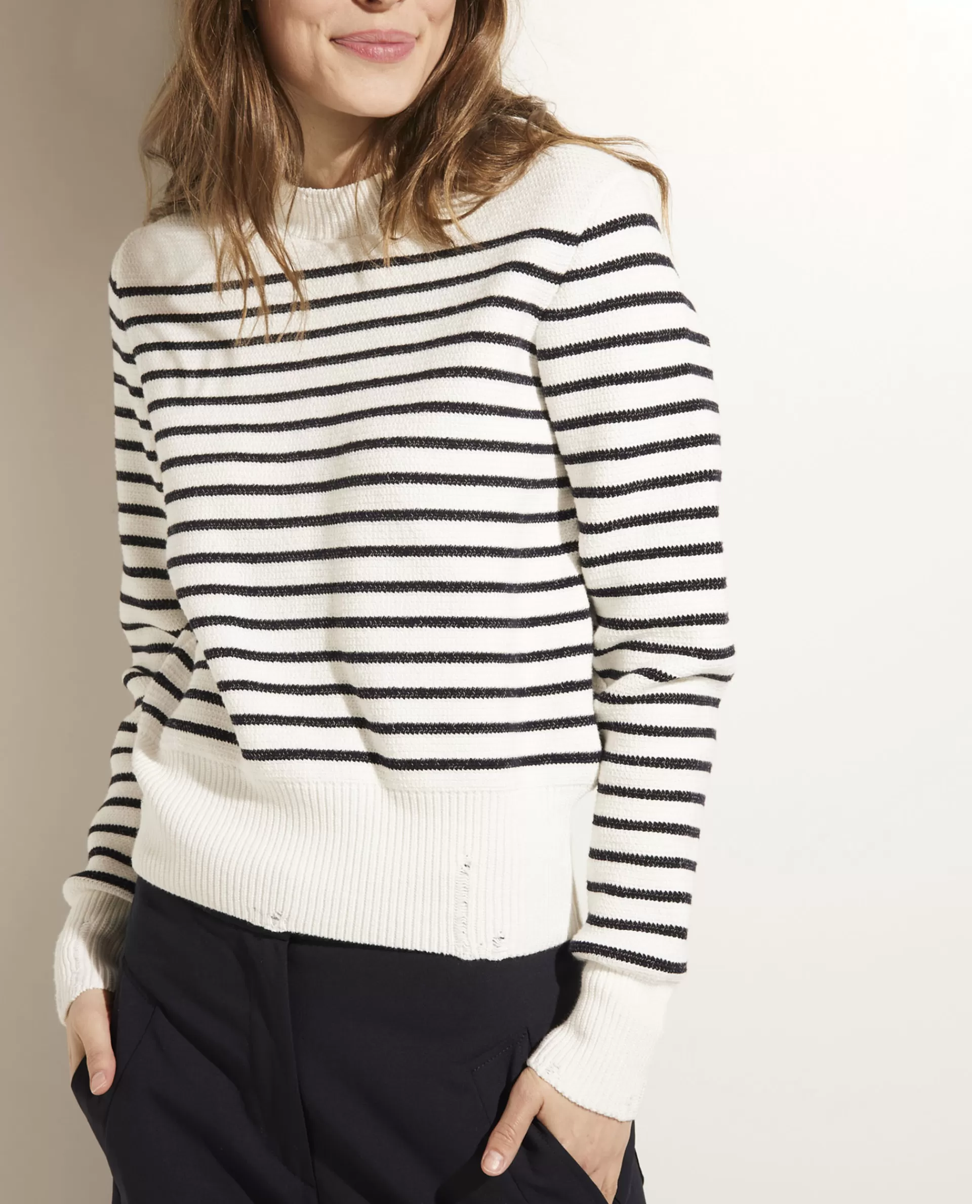 Discount Katoenen Trui Met Strepen Vrouwen Sweaters