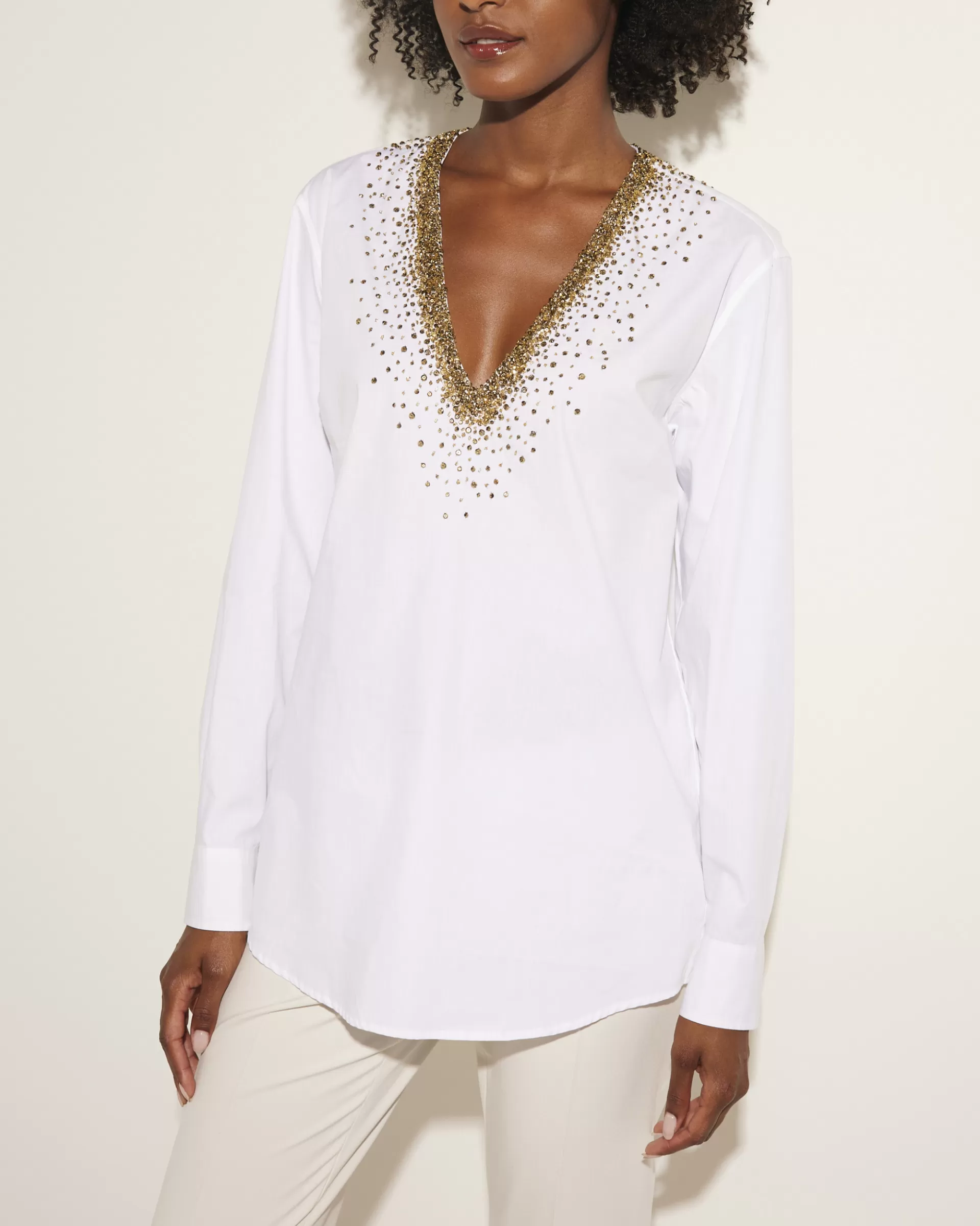 Best Sale Katoenen V-Hals Blouse Vrouwen Blouses