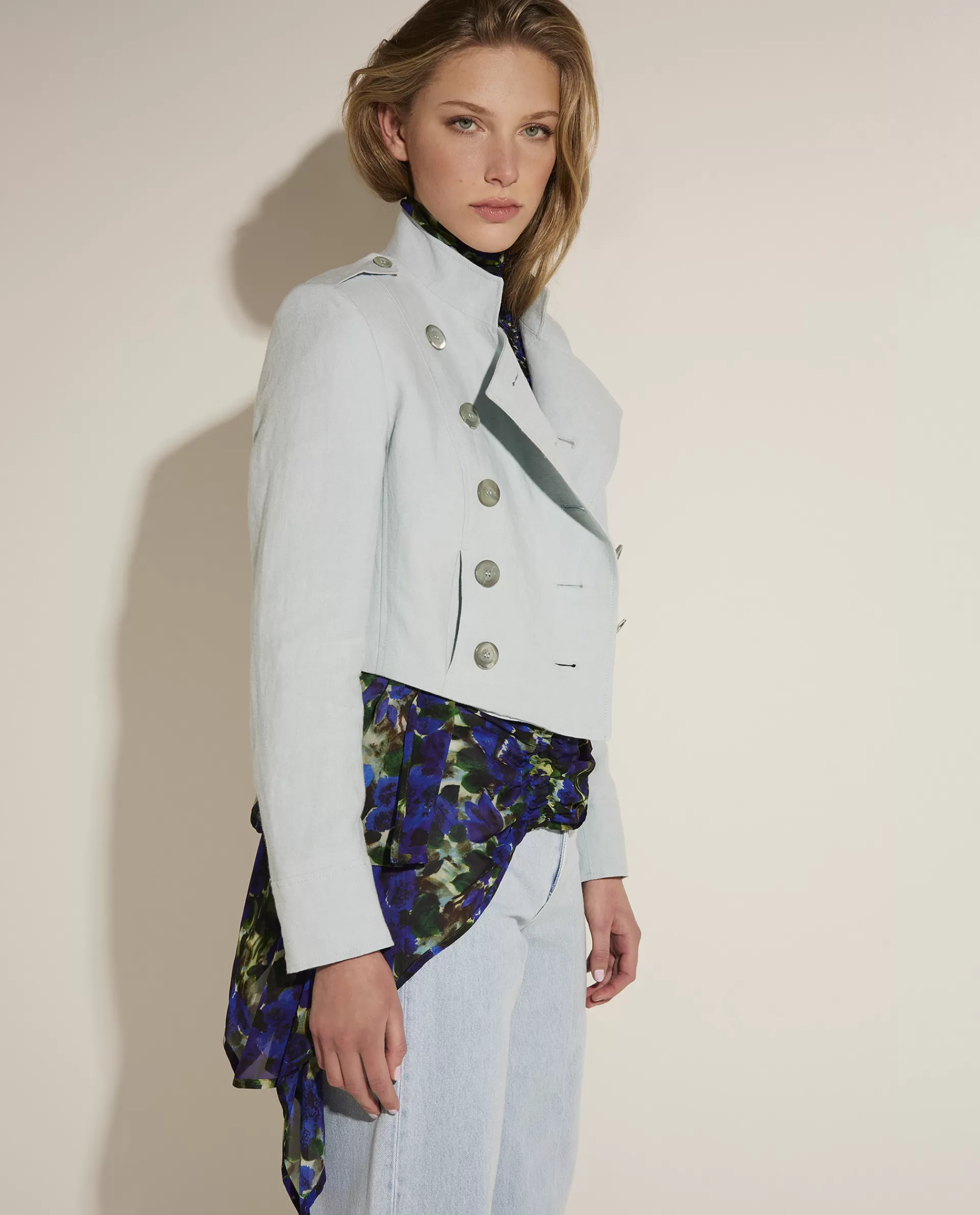 Store Korte Linnen Blazer Vrouwen Blazers
