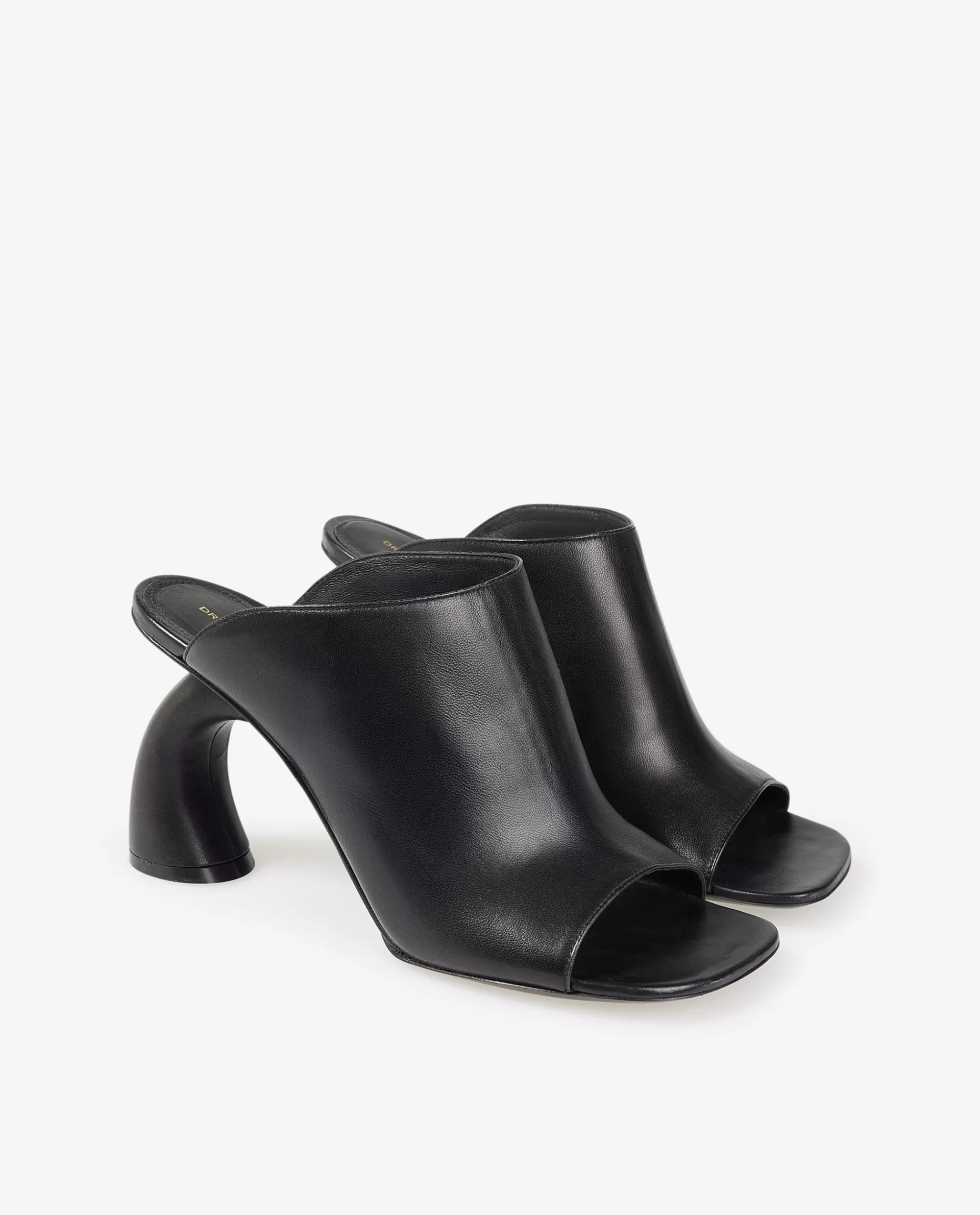 Cheap Leren Muiltjes Met Gebogen Hak Vrouwen Schoenen