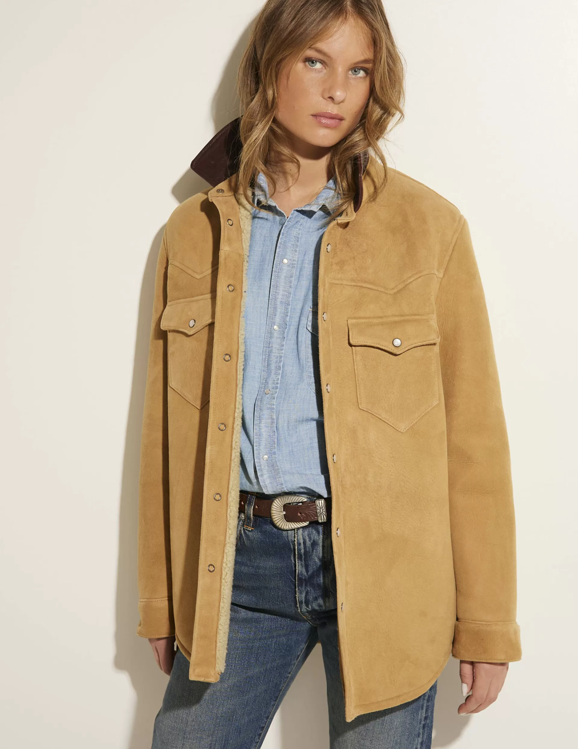 Flash Sale Leren Shearling Jack Vrouwen Jassen