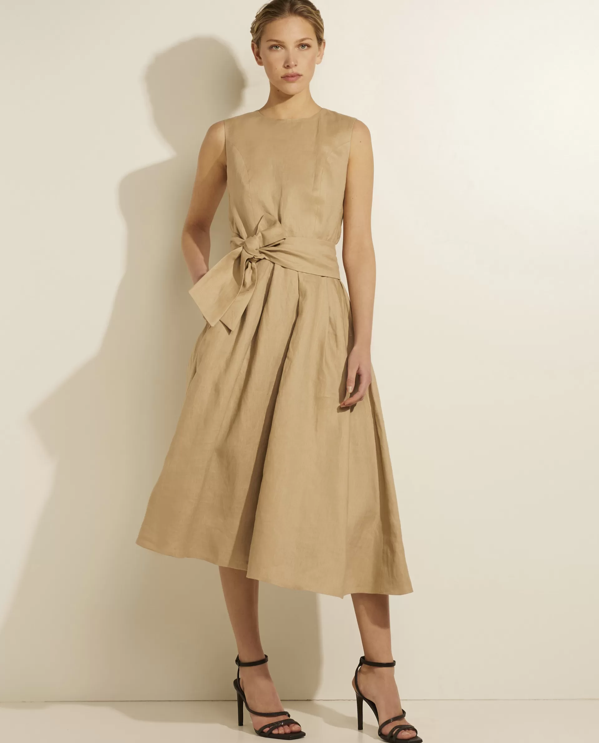 Flash Sale Linnen Jurk Met Ceintuur Vrouwen Jurken