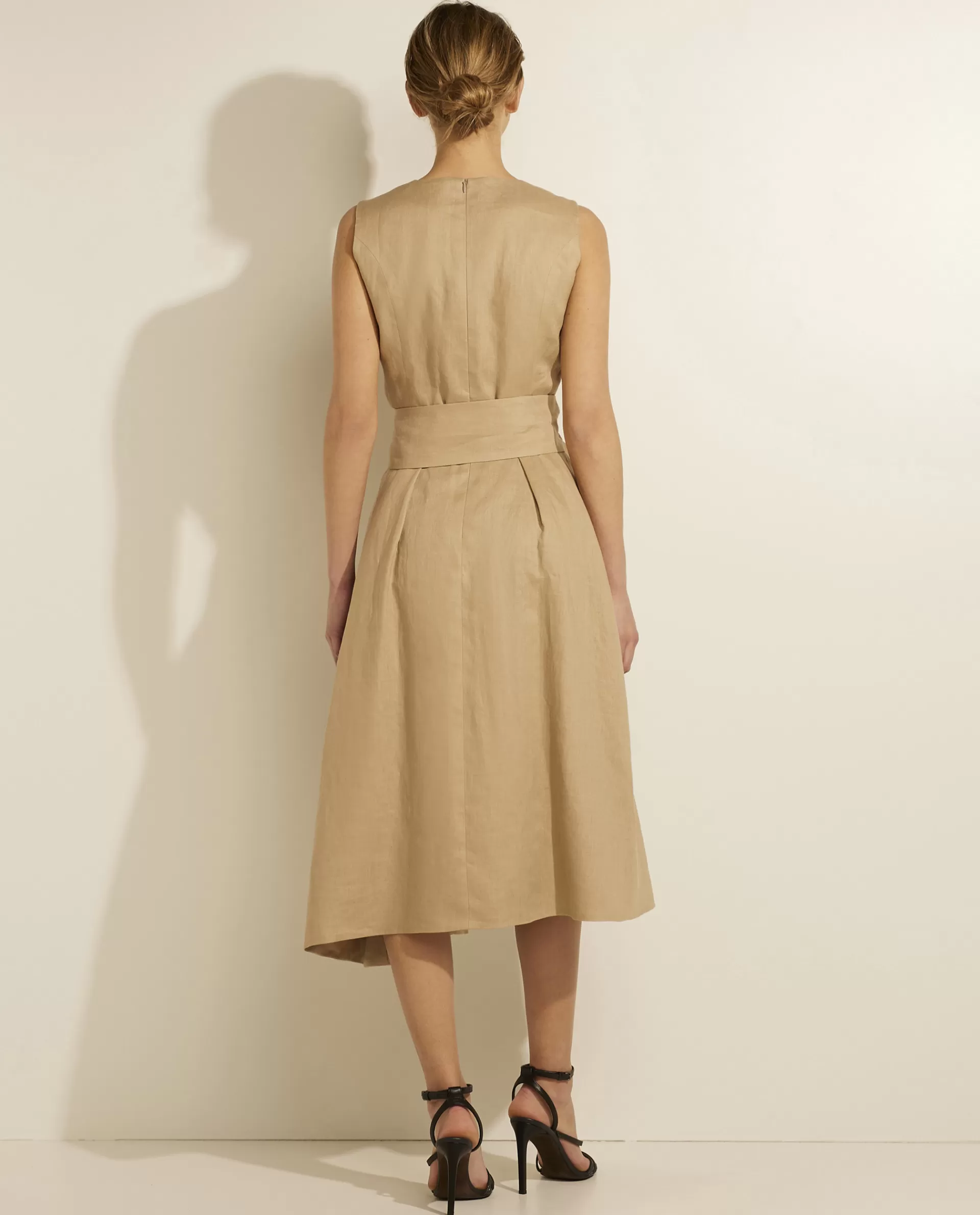 Flash Sale Linnen Jurk Met Ceintuur Vrouwen Jurken