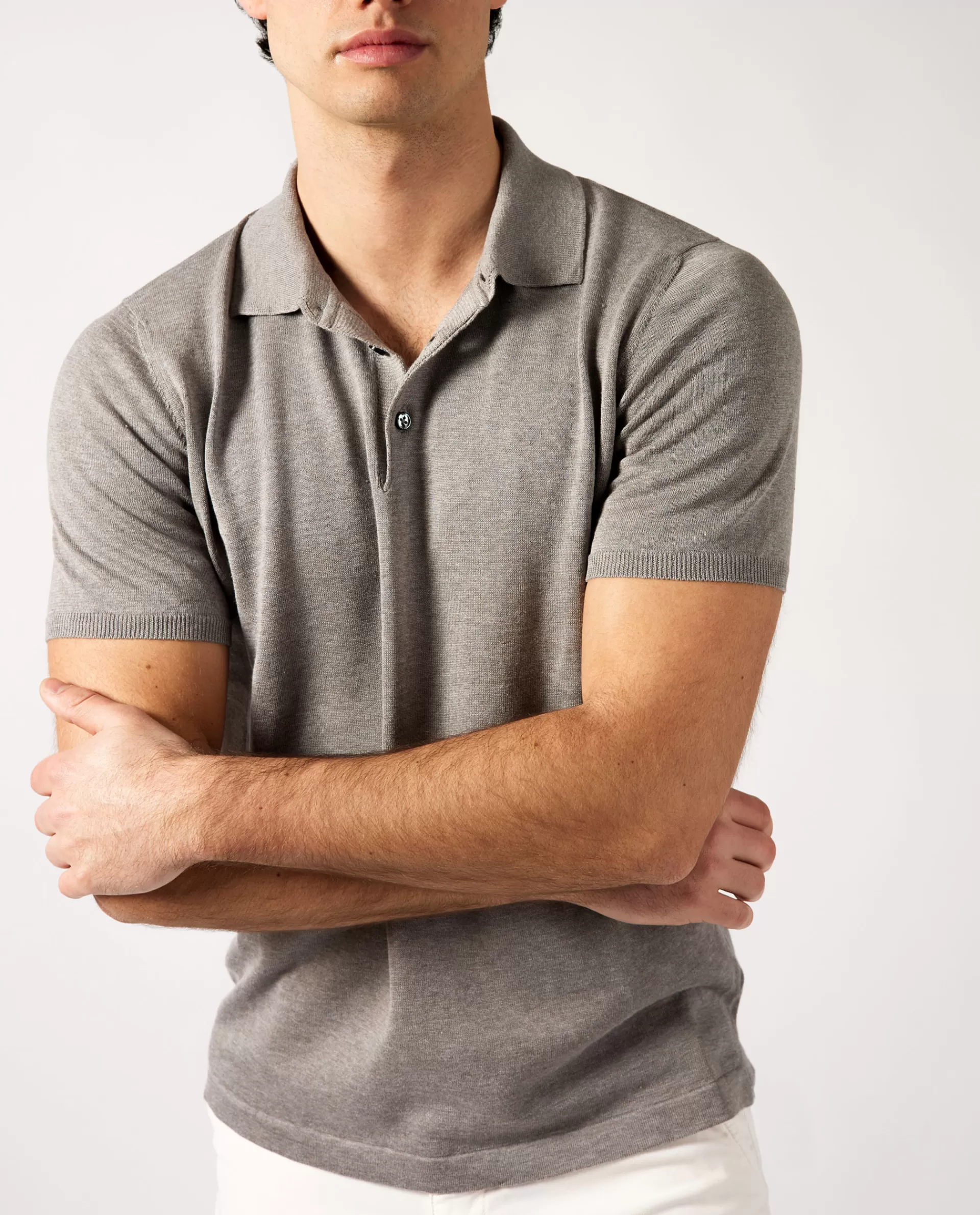 Outlet Linnen Katoenen Polo Mannen Knitwear