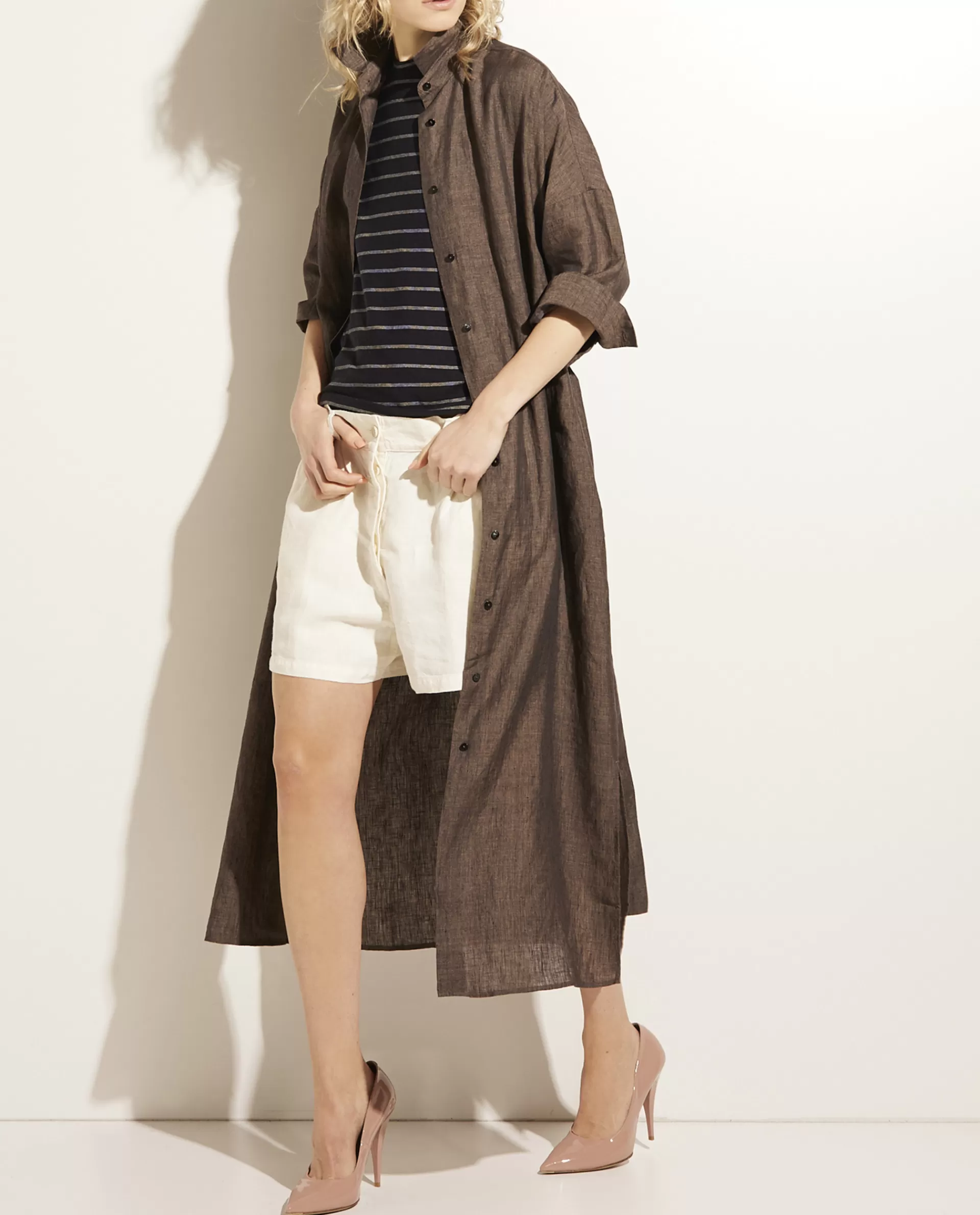 New Linnen Midi Jurk Vrouwen Jurken