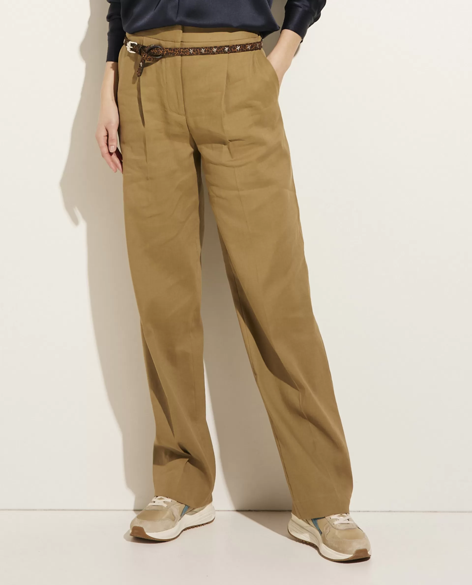 Outlet Linnen-Katoenen Pantalon Vrouwen Broeken
