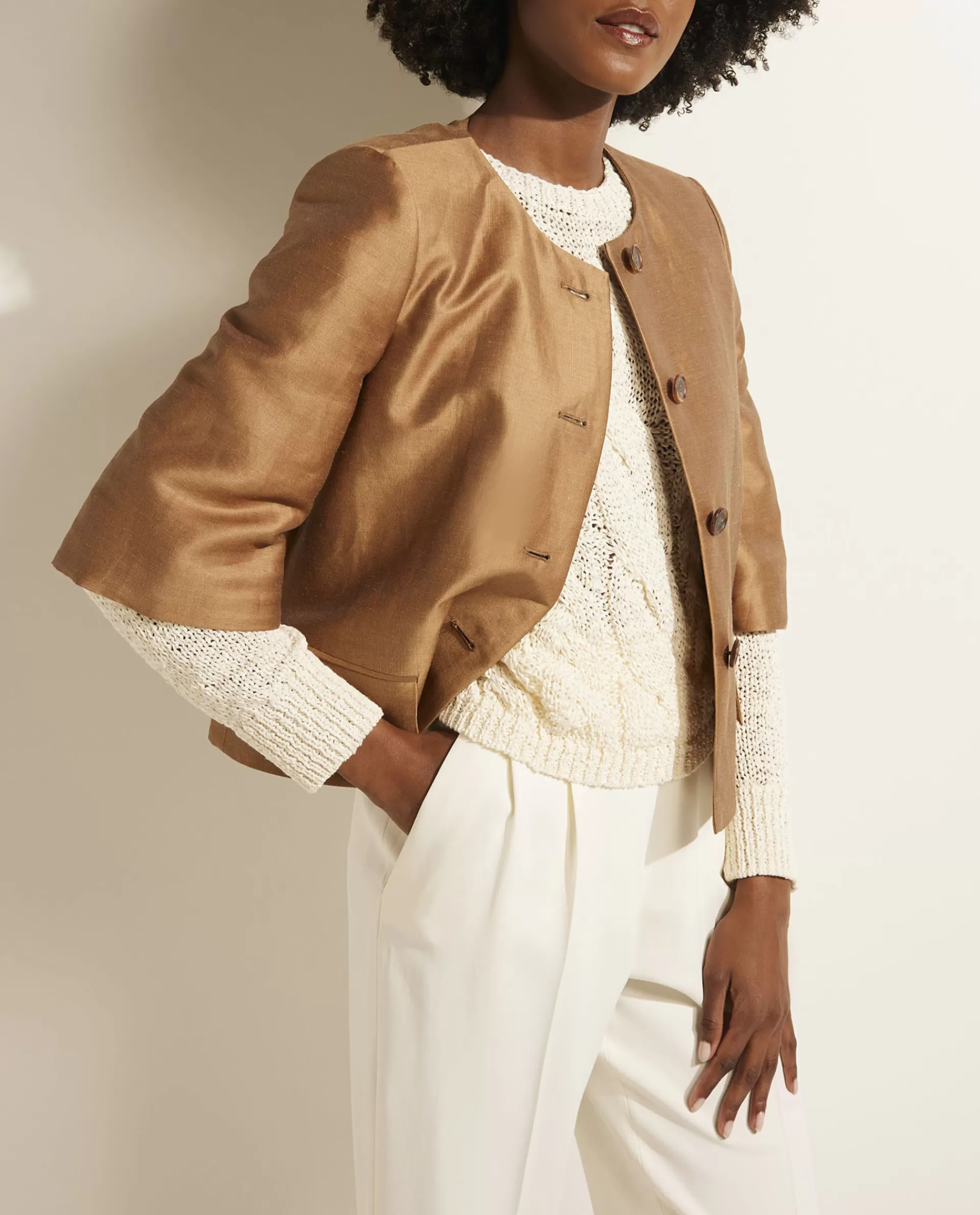 Discount Linnen-Zijden Blazer Vrouwen Blazers