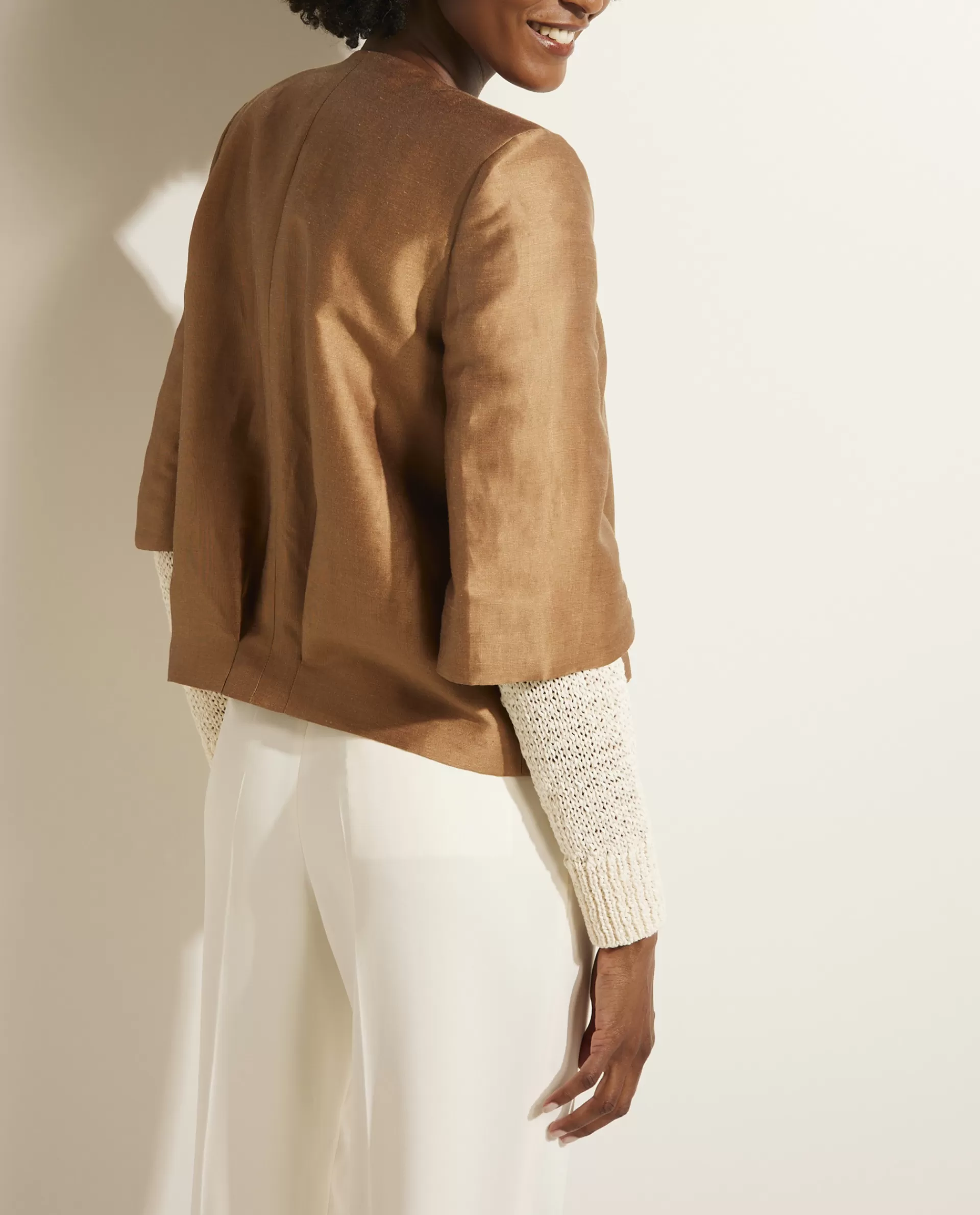 Discount Linnen-Zijden Blazer Vrouwen Blazers
