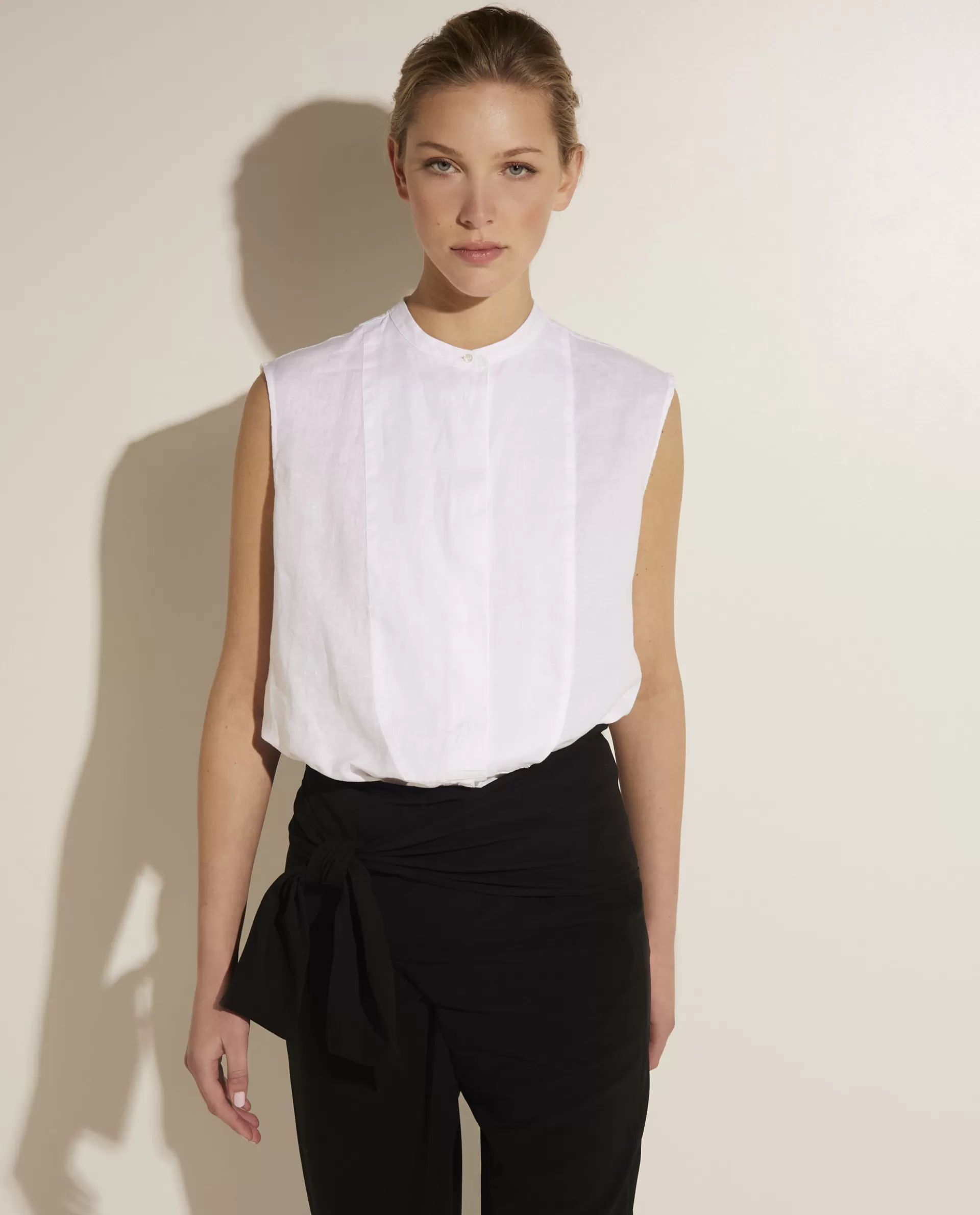 Hot Mouwloze Linnen Top Vrouwen Tops