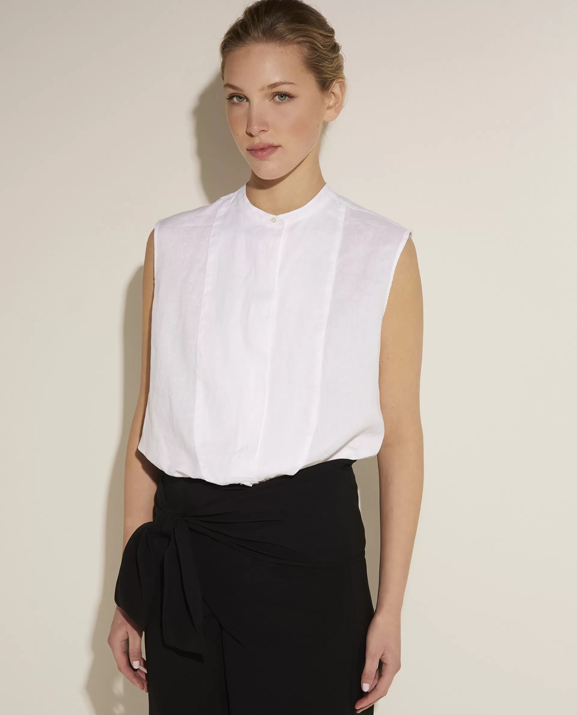 Hot Mouwloze Linnen Top Vrouwen Tops