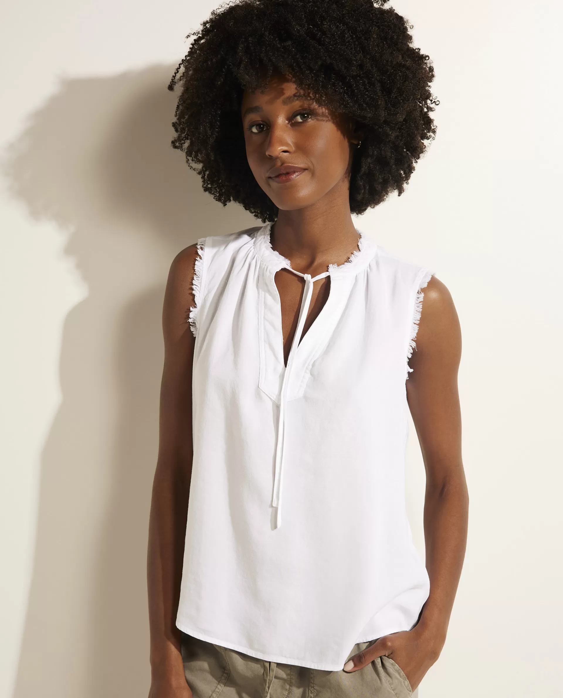 New Mouwloze Tencel Top Vrouwen Tops
