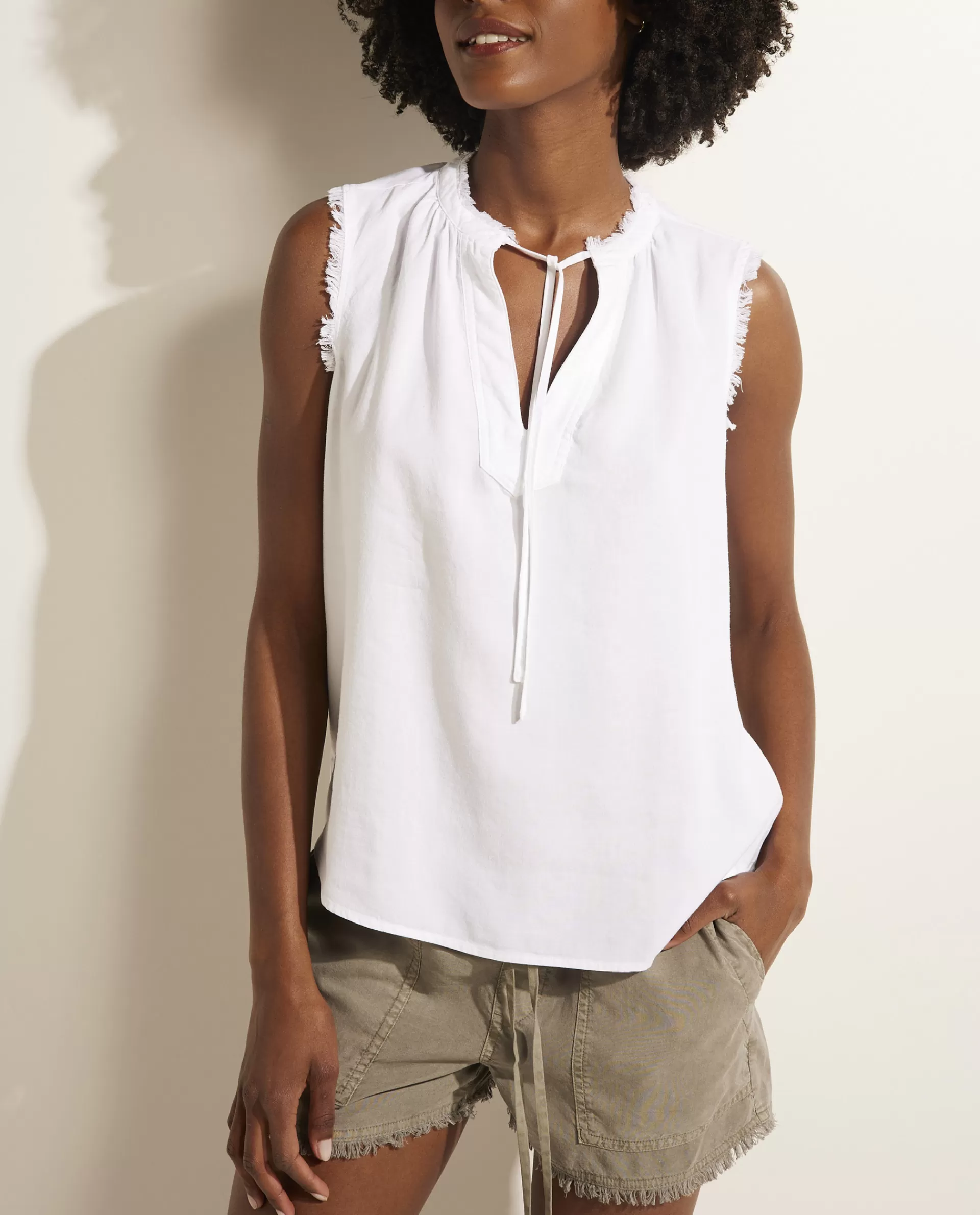 New Mouwloze Tencel Top Vrouwen Tops