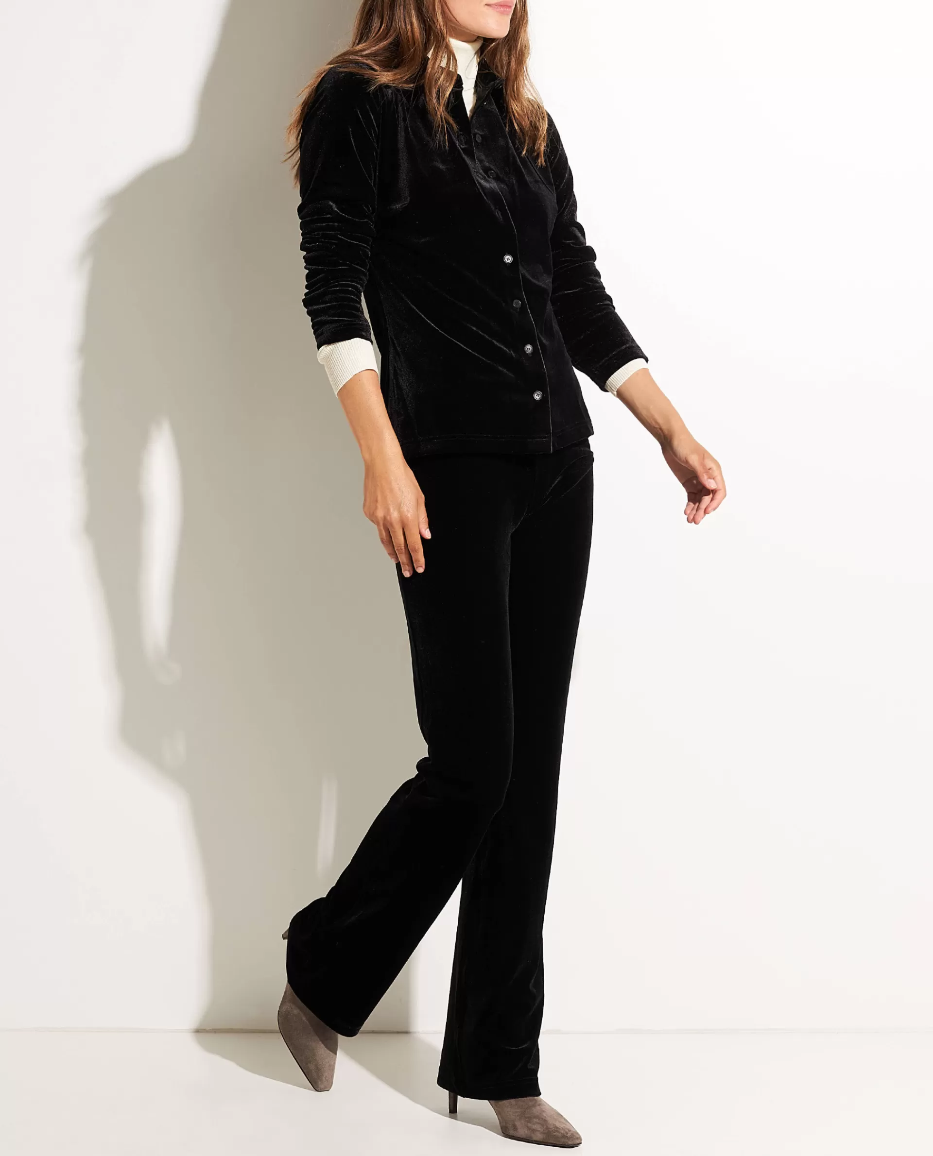 Store Stretch-Fluwelen Blouse Vrouwen Blouses