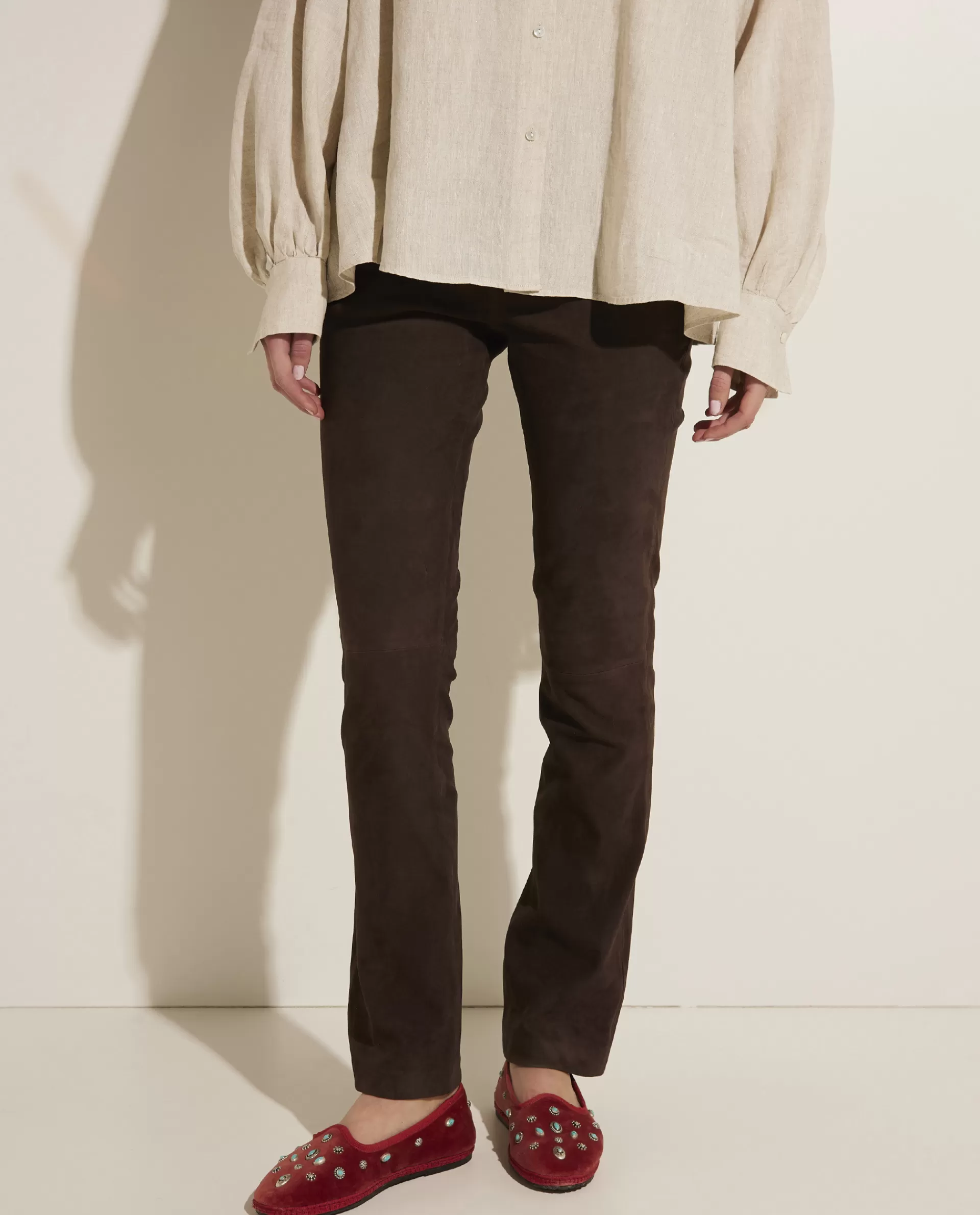 Outlet Suede Skinny Broek Vrouwen Broeken