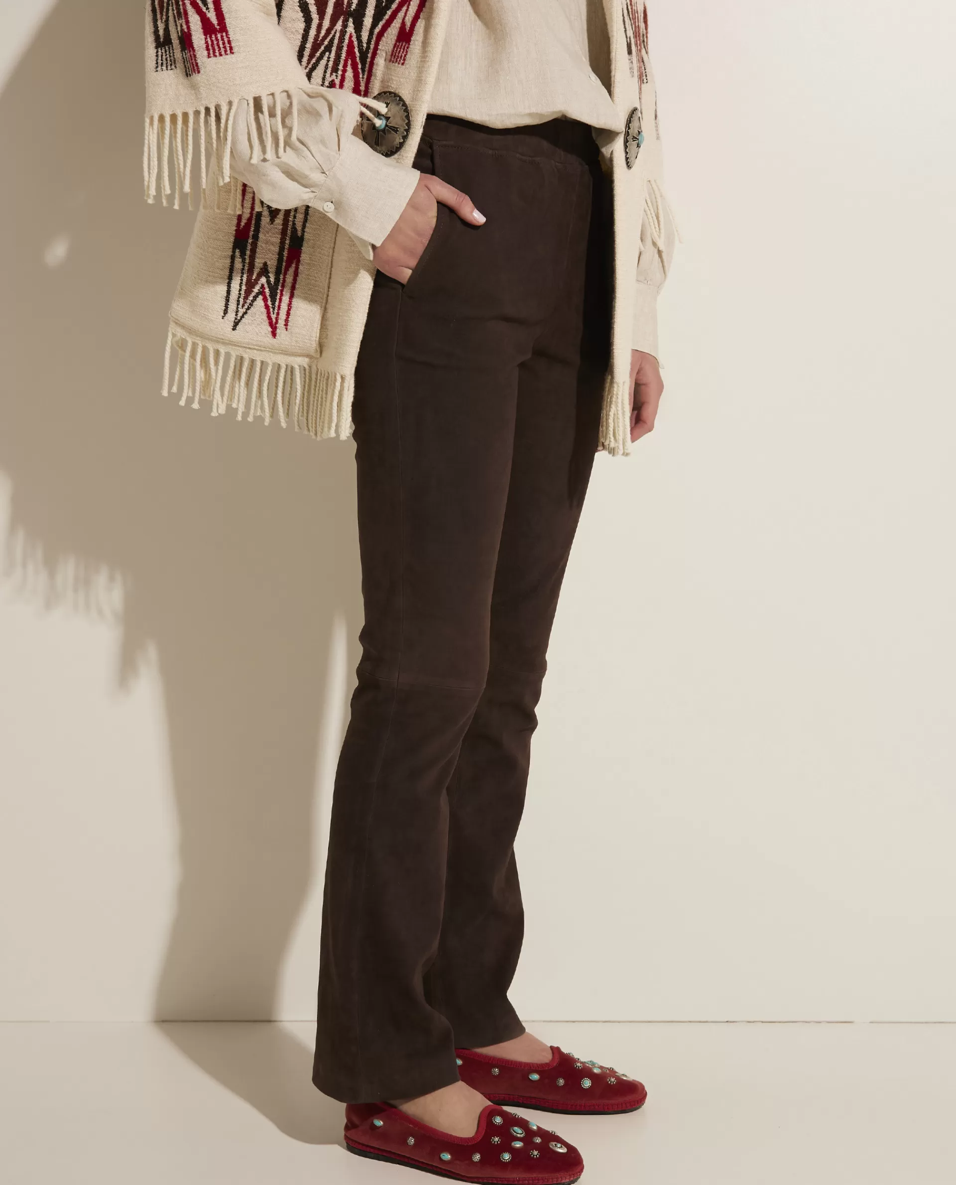 Outlet Suede Skinny Broek Vrouwen Broeken