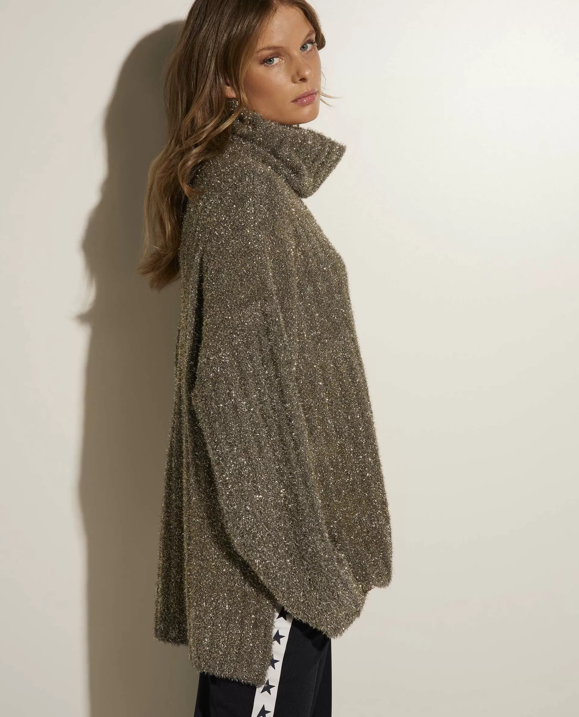 Online Wollen Glitter Coltrui Vrouwen Knitwear