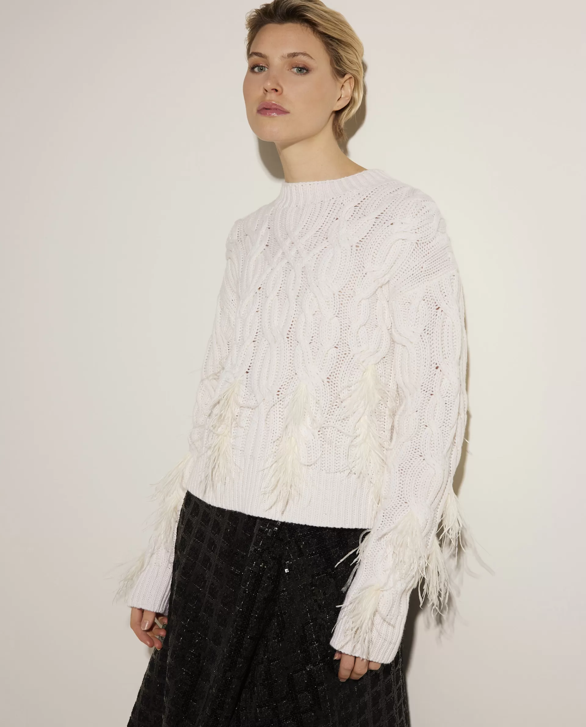 Store Wollen Trui Met Veren Vrouwen Sweaters