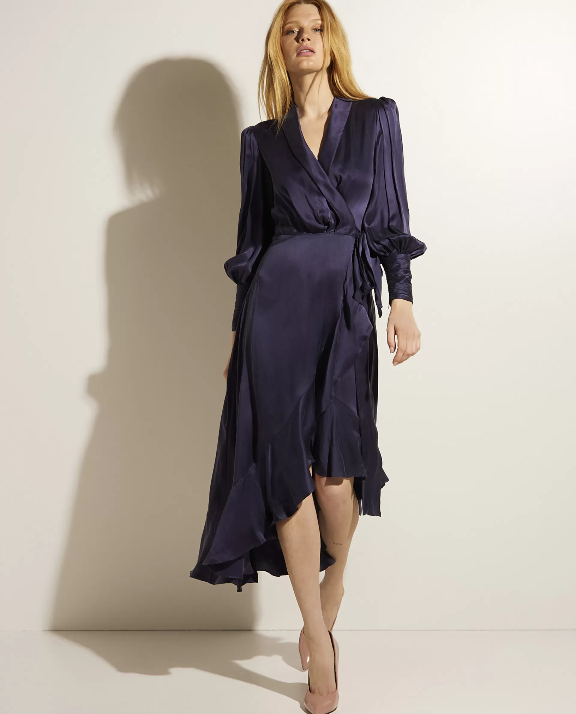 Best Sale Zijde Jurk Met Volants Vrouwen Jurken