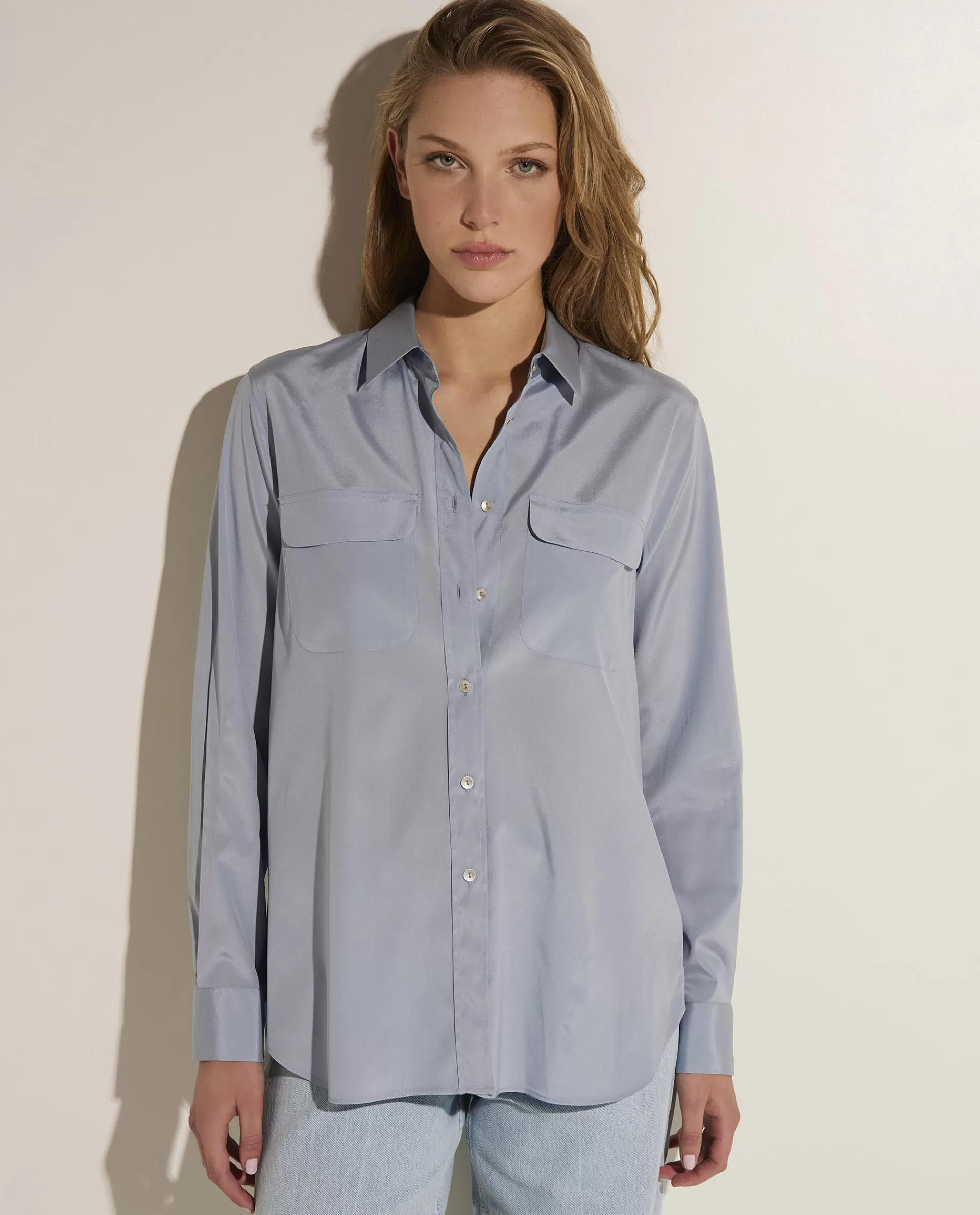 Outlet Zijden Blouse Met Zakjes Vrouwen Blouses