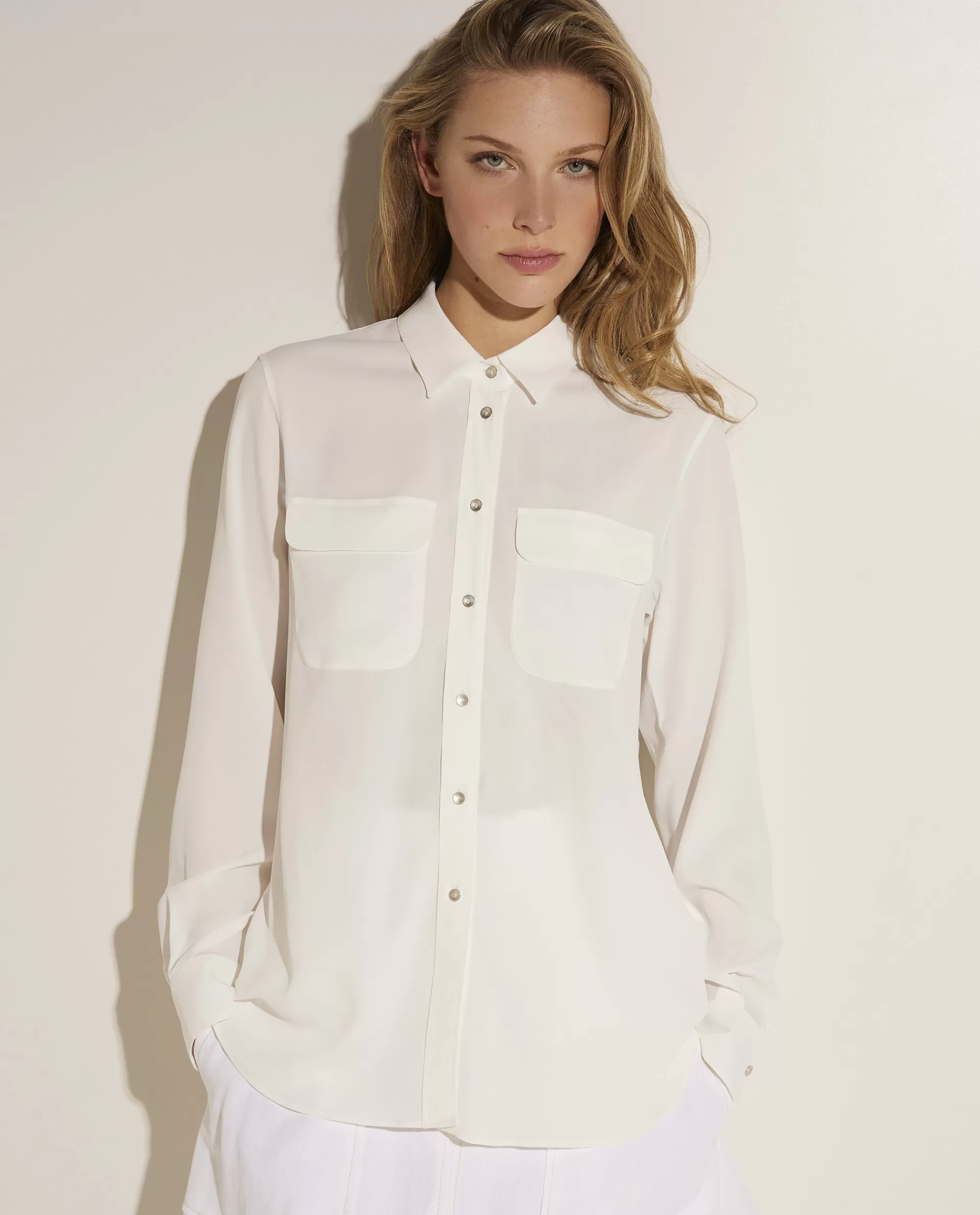 New Zijden Blouse Met Zakjes Vrouwen Blouses