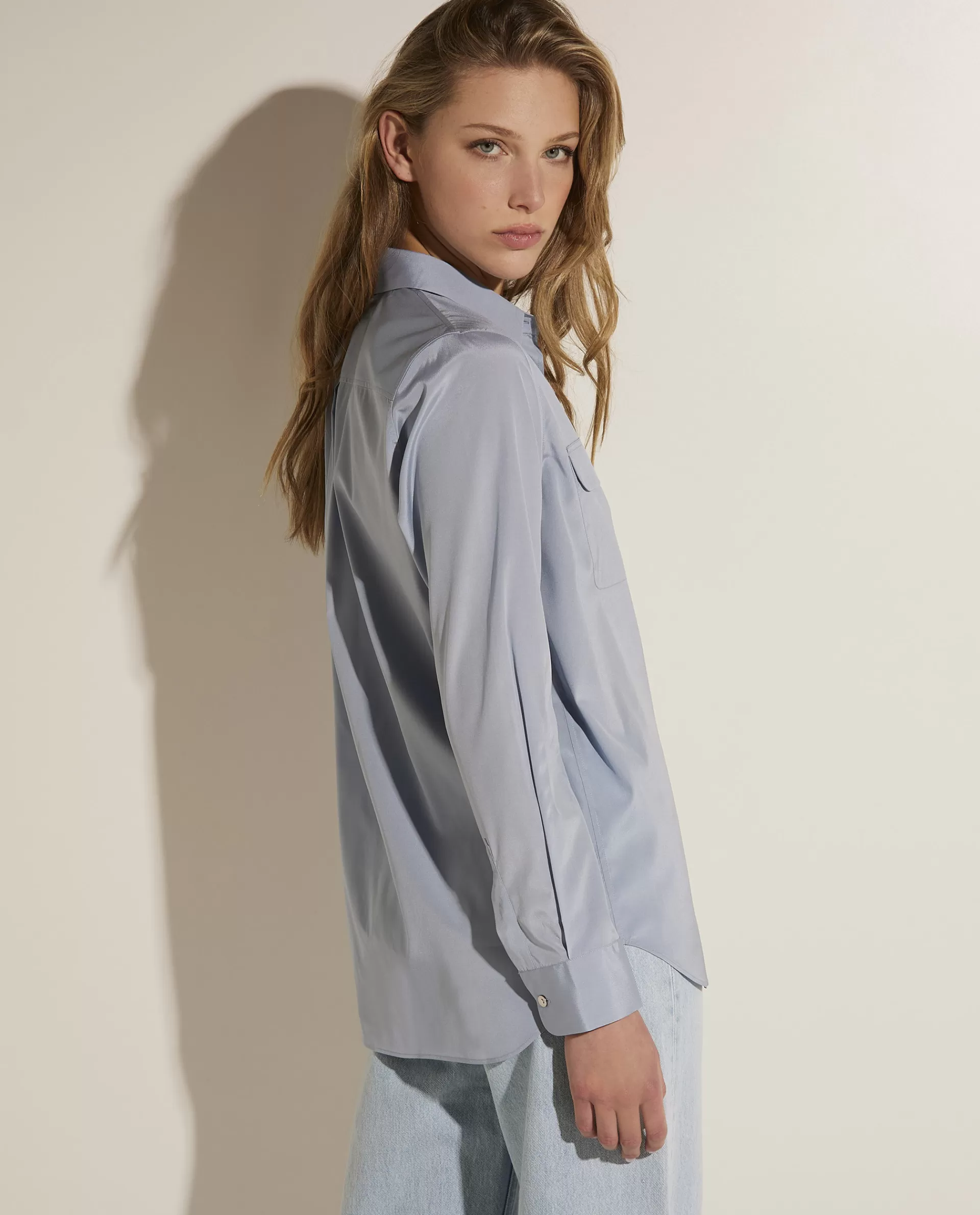 Outlet Zijden Blouse Met Zakjes Vrouwen Blouses
