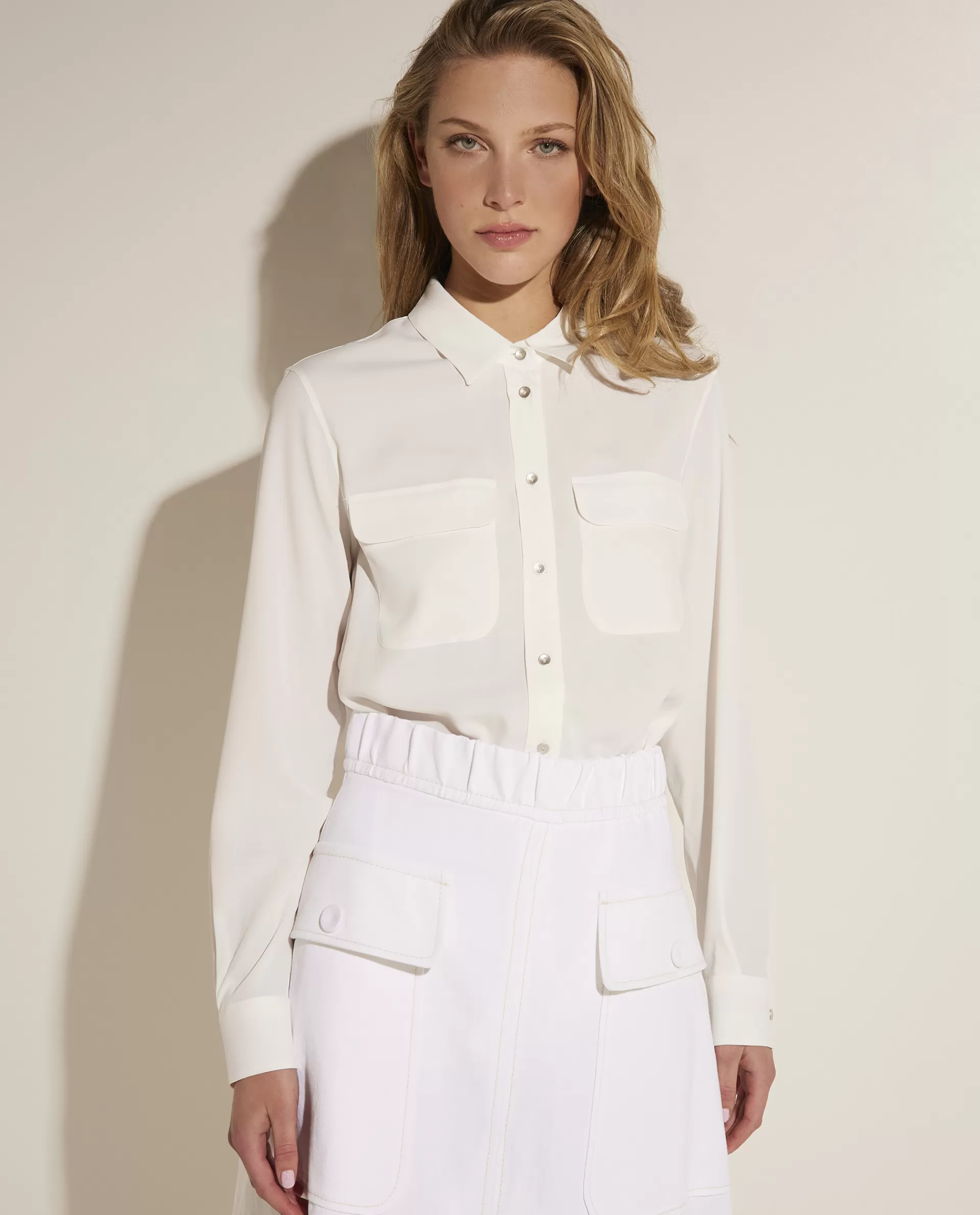 New Zijden Blouse Met Zakjes Vrouwen Blouses