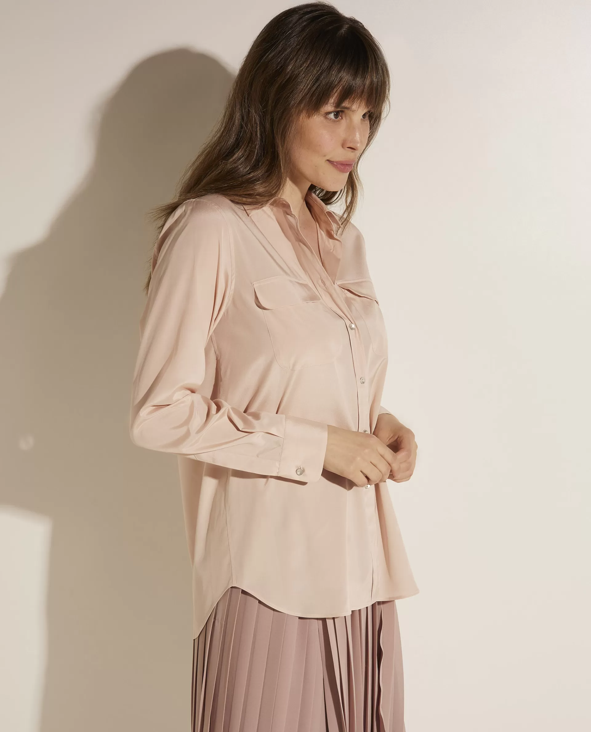Clearance Zijden Blouse Met Zakjes Vrouwen Blouses