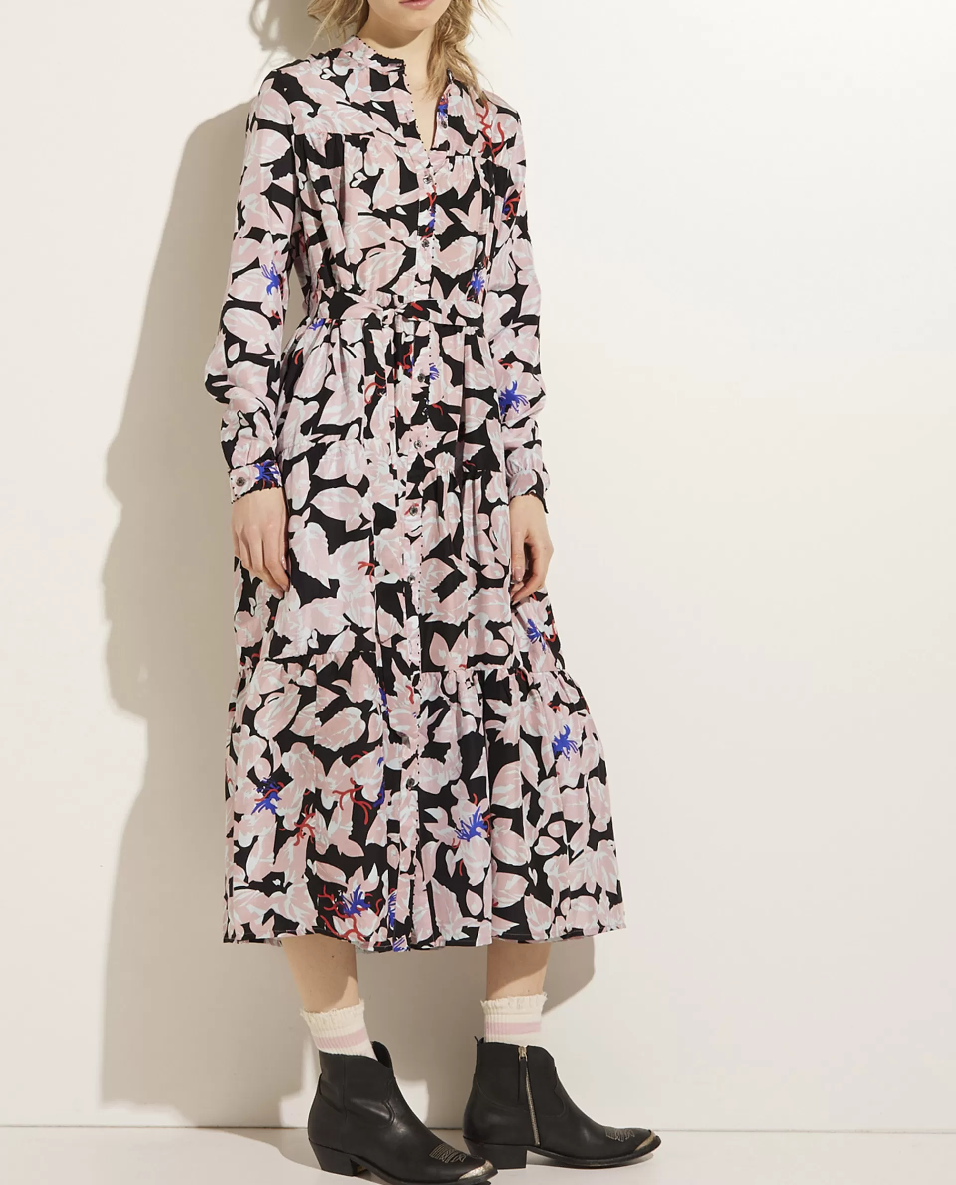 Outlet Zijden Jurk Met Print Vrouwen Jurken